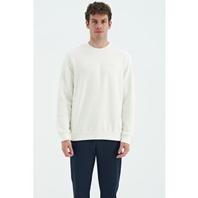Tommy Life 88137 Ekru O Yaka Şardonlu Rahat Form Basic Erkek Sweatshirt