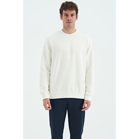 Tommy Life 88137 Ekru O Yaka Şardonlu Rahat Form Basic Erkek Sweatshirt