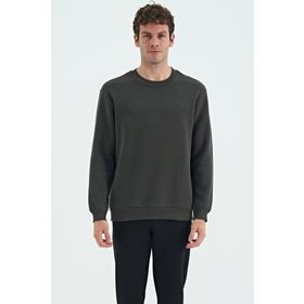 Tommy Life 88137 Haki O Yaka Şardonlu Rahat Form Basic Erkek Sweatshirt