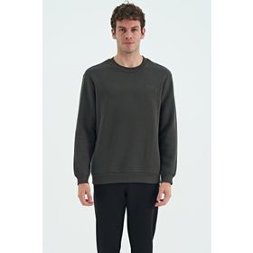 Tommy Life 88137 Haki O Yaka Şardonlu Rahat Form Basic Erkek Sweatshirt