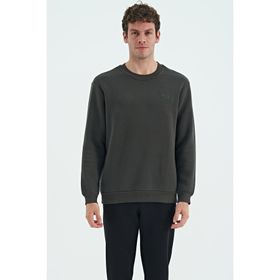 Tommy Life 88137 Haki O Yaka Şardonlu Rahat Form Basic Erkek Sweatshirt