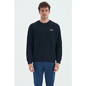 Tommy Life 88137 Lacivert O Yaka Şardonlu Rahat Form Basic Erkek Sweatshirt