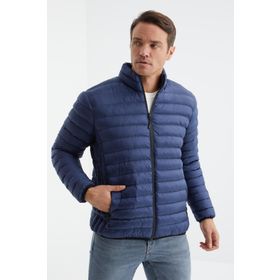 Tommy Life 88166 Fermuarlı Standart Kalıp Soğuğa Dayanıklı Şişme Lacivert Erkek Mont