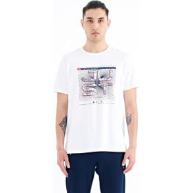 Tommy Life 88170 Beyaz Yazı Baskılı O Yaka Standart Kalıp Erkek T-Shirt
