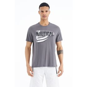 Tommy Life 88171 Koyu Gri Yazı Baskılı Standart Kalıp O Yaka Erkek T-shirt