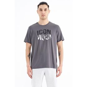 Tommy Life 88174 Koyu Gri Yazı Baskılı O Yaka Standart Kalıp Erkek T-Shirt