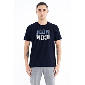 Tommy Life 88174 Lacivert Yazı Baskılı O Yaka Standart Kalıp Erkek T-shirt