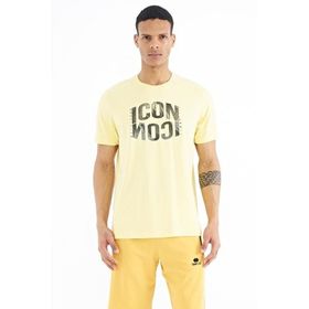 Tommy Life 88174 Sarı Yazı Baskılı O Yaka Standart Kalıp Erkek T-Shirt