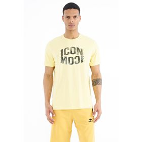 Tommy Life 88174 Sarı Yazı Baskılı O Yaka Standart Kalıp Erkek T-Shirt