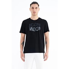 Tommy Life 88174 Siyah Yazı Baskılı O Yaka Standart Kalıp Erkek T-Shirt
