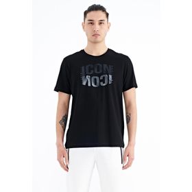 Tommy Life 88174 Siyah Yazı Baskılı O Yaka Standart Kalıp Erkek T-Shirt