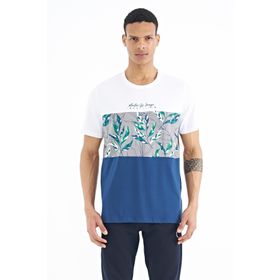Tommy Life 88177 Beyaz Renk Geçişli Baskı Detaylı O Yaka Standart Kalıp Erkek T-shirt