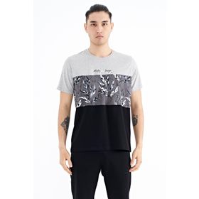 Tommy Life 88177 Gri Melanj Renk Geçişli Baskı Detaylı O Yaka Standart Kalıp Erkek T-shirt