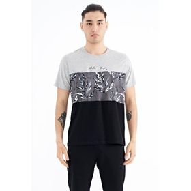 Tommy Life 88177 Gri Melanj Renk Geçişli Baskı Detaylı O Yaka Standart Kalıp Erkek T-shirt