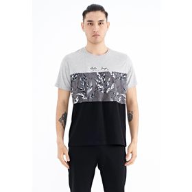 Tommy Life 88177 Gri Melanj Renk Geçişli Baskı Detaylı O Yaka Standart Kalıp Erkek T-shirt
