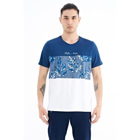 Tommy Life 88177 İndigo Renk Geçişli Baskı Detaylı O Yaka Standart Kalıp Erkek T-shirt