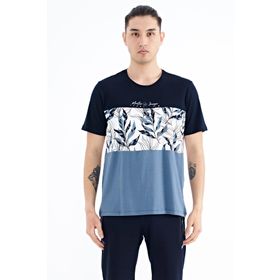 Tommy Life 88177 Lacivert Renk Geçişli Baskı Detaylı O Yaka Standart Kalıp Erkek T-shirt