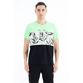 Tommy Life 88177 Neon Yeşil Renk Geçişli Baskı Detaylı O Yaka Standart Kalıp Erkek T-shirt