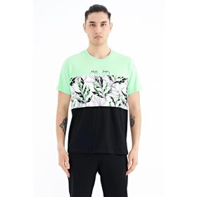 Tommy Life 88177 Neon Yeşil Renk Geçişli Baskı Detaylı O Yaka Standart Kalıp Erkek T-shirt