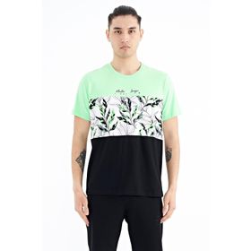 Tommy Life 88177 Neon Yeşil Renk Geçişli Baskı Detaylı O Yaka Standart Kalıp Erkek T-shirt