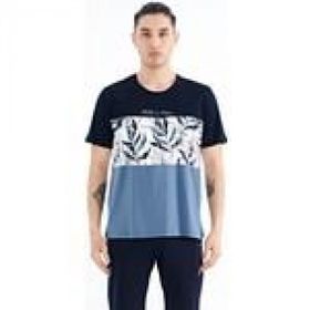 Tommy Life 88177 Saks Renk Geçişli Baskı Detaylı O Yaka Standart Kalıp Erkek T-shirt