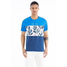 Tommy Life 88177 Saks Renk Geçişli Baskı Detaylı O Yaka Standart Kalıp Erkek T-shirt