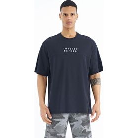 Tommy Life 88178 Lacivert Yazı Nakışlı Oversize O Yaka Erkek T-shirt