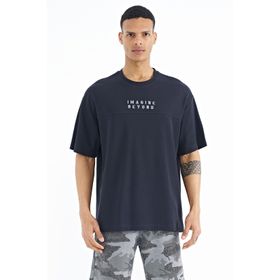 Tommy Life 88178 Siyah Yazı Nakışlı Oversize O Yaka Erkek T-shirt
