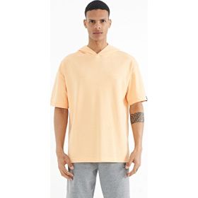 Tommy Life 88179 Kavun İçi Kapüşonlu Kol Etiket Detaylı Oversize Erkek T-Shirt