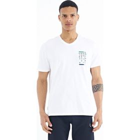 Tommy Life 88186 Beyaz Baskı Detaylı V Yaka Standart Kalıp Erkek T-Shirt