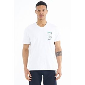 Tommy Life 88186 Beyaz Baskı Detaylı V Yaka Standart Kalıp Erkek T-Shirt