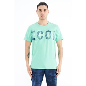 Tommy Life 88187 Su Yeşili Yazı Baskı Detaylı O Yaka Standart Kalıp Erkek T-Shirt