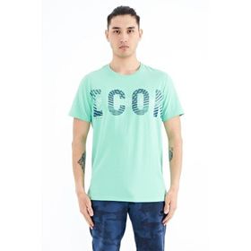 Tommy Life 88187 Su Yeşili Yazı Baskı Detaylı O Yaka Standart Kalıp Erkek T-Shirt