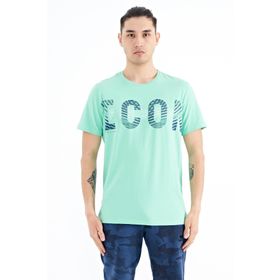 Tommy Life 88187 Su Yeşili Yazı Baskı Detaylı O Yaka Standart Kalıp Erkek T-Shirt