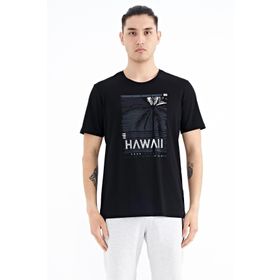 Tommy Life 88190 Siyah Slogan Baskılı O Yaka Standart Kalıp Erkek T-shirt