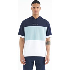 Tommy Life 88191 Beyaz Kapüşonlu Baskı Detaylı Oversize Erkek T-Shirt