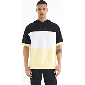 Tommy Life 88191 Sarı Kapüşonlu Baskı Detaylı Oversize Erkek T-shirt