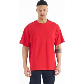 Tommy Life 88193 Kırmızı Kol Arma Detaylı Basic Oversize Erkek T-shirt
