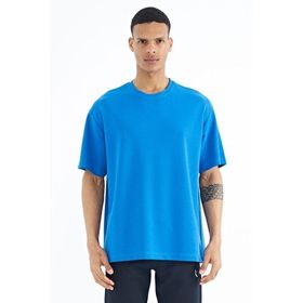 Tommy Life 88193 Saks Kol Arma Detaylı Basic Oversize Erkek T-shirt