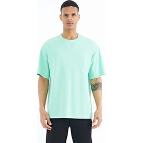 Tommy Life 88193 Su Yeşili Kol Arma Detaylı Basic Oversize Erkek T-shirt
