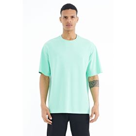 Tommy Life 88193 Su Yeşili Kol Arma Detaylı Basic Oversize Erkek T-shirt