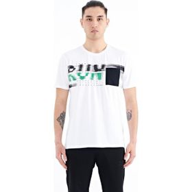 Tommy Life 88200 Beyaz Ön Cep Detaylı Baskılı Standart Kalıp Erkek T-Shirt