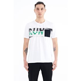 Tommy Life 88200 Beyaz Ön Cep Detaylı Baskılı Standart Kalıp Erkek T-Shirt