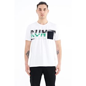 Tommy Life 88200 Beyaz Ön Cep Detaylı Baskılı Standart Kalıp Erkek T-Shirt