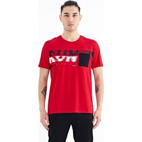 Tommy Life 88200 Kırmızı Ön Cep Detaylı Baskılı Standart Kalıp Erkek T-shirt