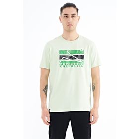 Tommy Life 88201 Açık Yeşil Yazı Baskılı O Yaka Standart Kalıp Erkek T-shirt