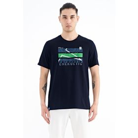 Tommy Life 88201 Lacivert Yazı Baskılı O Yaka Standart Kalıp Erkek T-Shirt