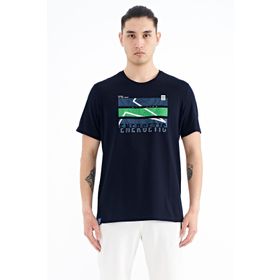 Tommy Life 88201 Lacivert Yazı Baskılı O Yaka Standart Kalıp Erkek T-Shirt