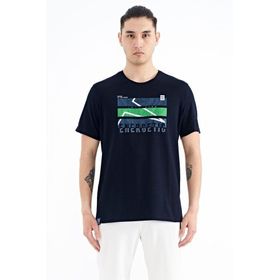 Tommy Life 88201 Lacivert Yazı Baskılı O Yaka Standart Kalıp Erkek T-Shirt