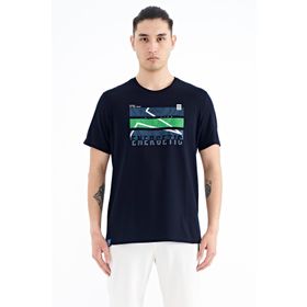Tommy Life 88201 Lacivert Yazı Baskılı O Yaka Standart Kalıp Erkek T-Shirt